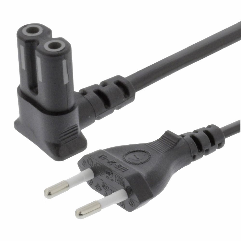Cabo AlimentaçãoAC Plano Ângular / TIPO 8 IEC C7 (imagem para) Cabo AlimentaçãoAC Plano Ângular / TIPO 8 IEC C7