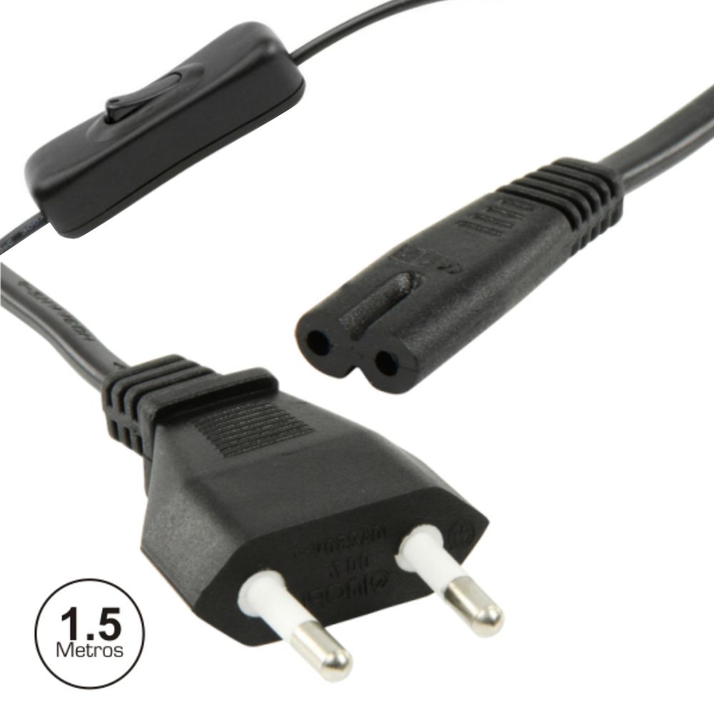 Cabo Alimentação AC Plano/ TIPO 8 IEC C7 C/ Interruptor 1.5M (imagem para) Cabo Alimentação AC Plano/ TIPO 8 IEC C7 C/ Interruptor 1.5M