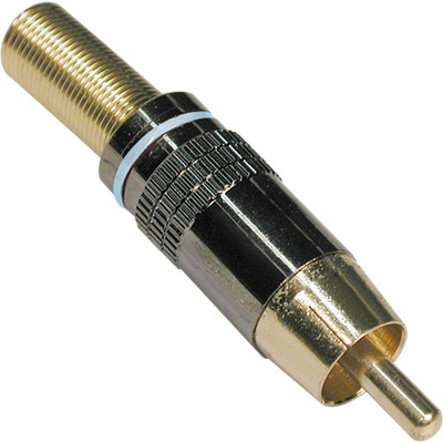 Ficha RCA Macho Dourada Metálica - Branco (imagem para) Ficha RCA Macho Dourada Metálica - Branco