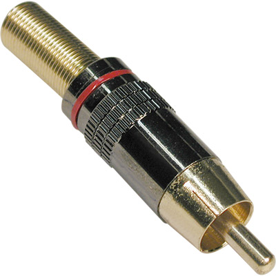 Ficha RCA Macho Dourada Metálica - Vermelho (imagem para) Ficha RCA Macho Dourada Metálica - Vermelho