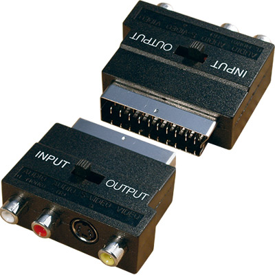 Adaptador Scart Macho - 3 RCA Femeas com S-Video (imagem para) Adaptador Scart Macho - 3 RCA Femeas com S-Video
