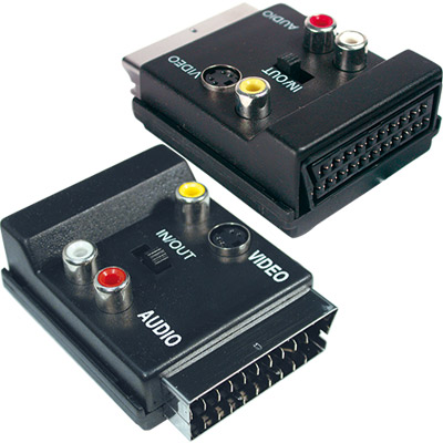 Adaptador Scart Macho/Femea mais 3 RCA Femeas com S-Video (imagem para) Adaptador Scart Macho/Femea mais 3 RCA Femeas com S-Video