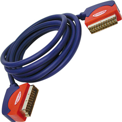 Cabo Scart Macho - Macho 5mt - Dourado (imagem para) Cabo Scart Macho - Macho 5mt - Dourado