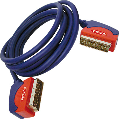 Cabo Scart Macho - Macho 3mt - Dourado (imagem para) Cabo Scart Macho - Macho 3mt - Dourado