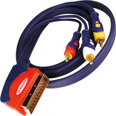 Cabo Scart Macho - 3xRCA - 1,5mt Dourado (imagem para) Cabo Scart Macho - 3xRCA - 1,5mt Dourado