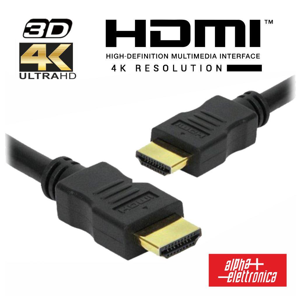 Cabo HDMI Dourado Macho / Macho 4K Preto 1m ALPHA (imagem para) Cabo HDMI Dourado Macho / Macho 4K Preto 1m ALPHA