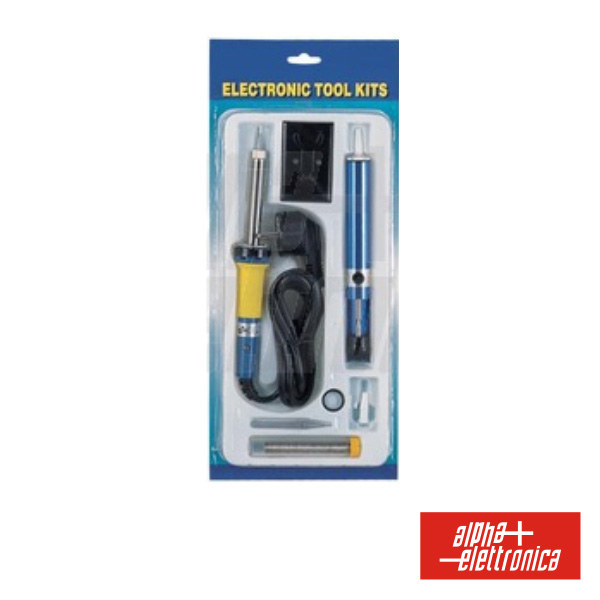 KIT SOLDADURA FERRO 30W + SUPORTE + SOLDA + PONTA (imagem para) KIT SOLDADURA FERRO 30W + SUPORTE + SOLDA + PONTA