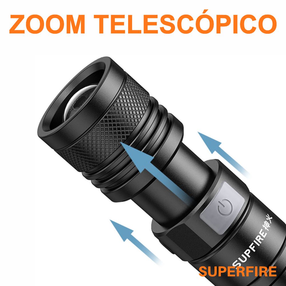 LANTERNA 15W 1500LM ZOOM IP44 SUPERFIRE (imagem para) LANTERNA 15W 1500LM ZOOM IP44 SUPERFIRE