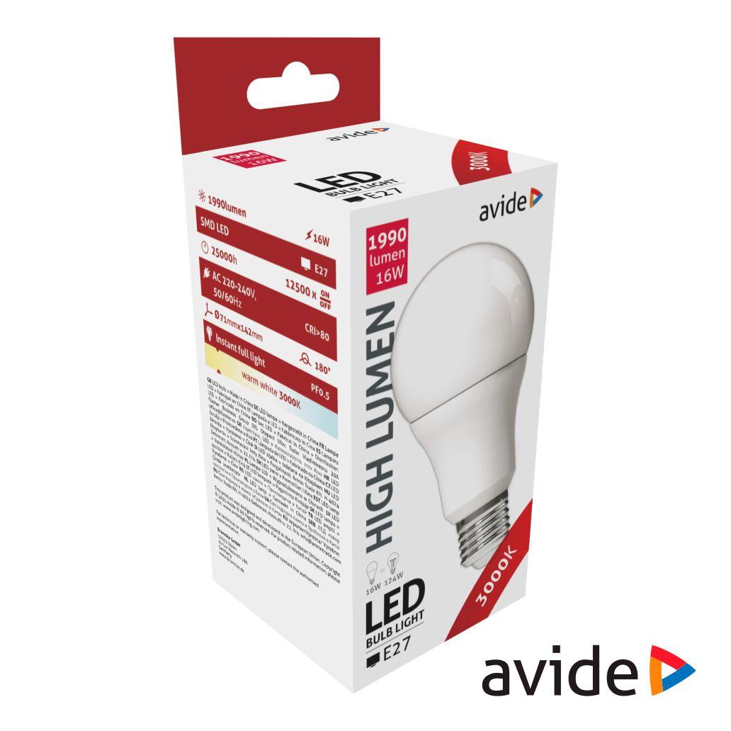 Lâmpada LED E27 Globo A70 16W 230V 3000K 1990lm AVIDE (imagem para) Lâmpada LED E27 Globo A70 16W 230V 3000K 1990lm AVIDE