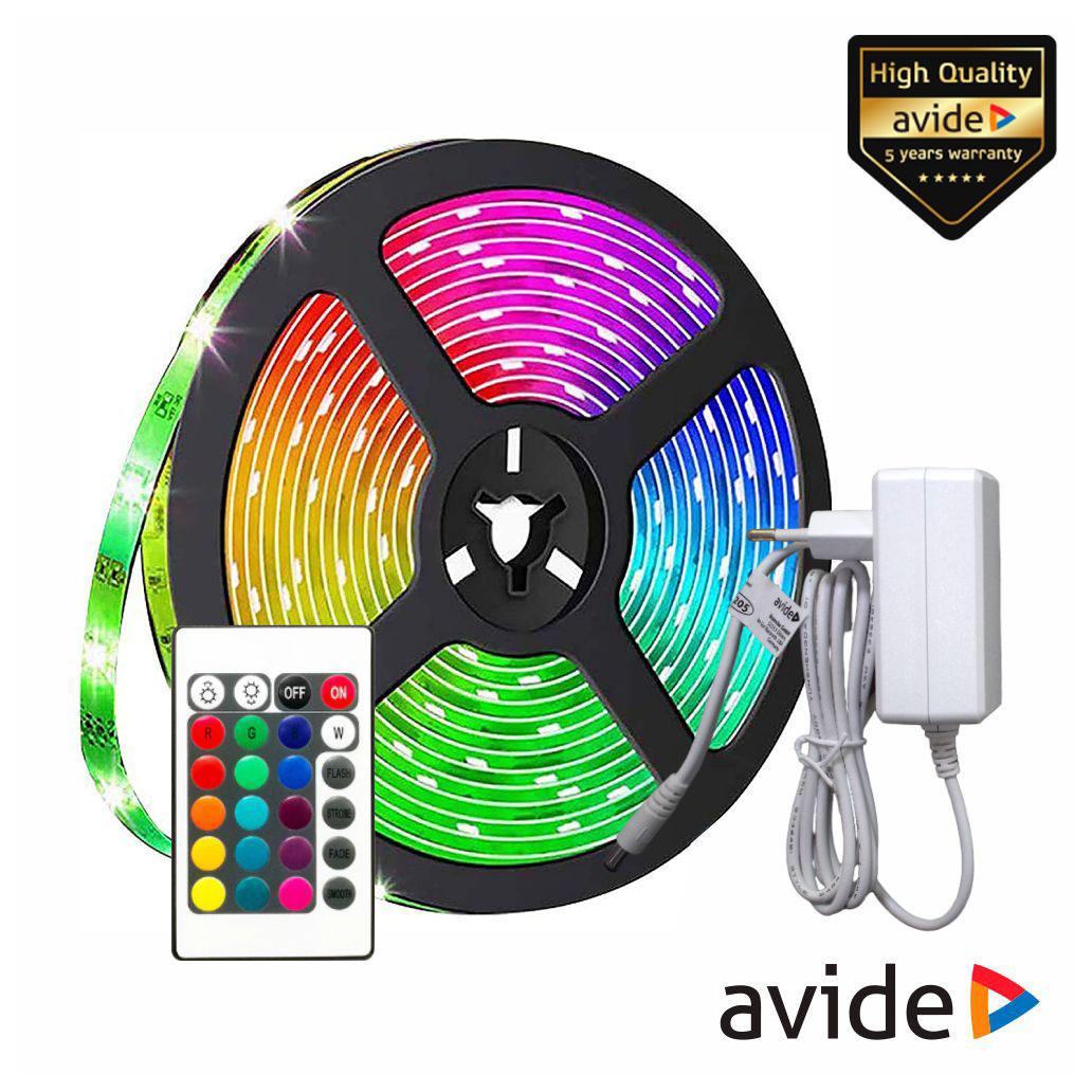 Kit Fita 90 LEDS RGB 12V 3m IP20 C/ Comando AVIDE (imagem para) Kit Fita 90 LEDS RGB 12V 3m IP20 C/ Comando AVIDE