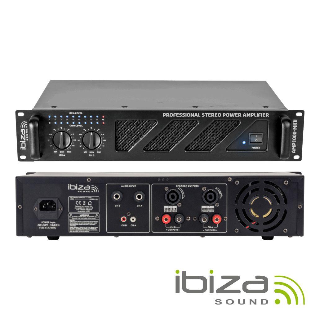 Amplificador Áudio 19" 2x800W Preto IBIZA (imagem para) Amplificador Áudio 19" 2x800W Preto IBIZA