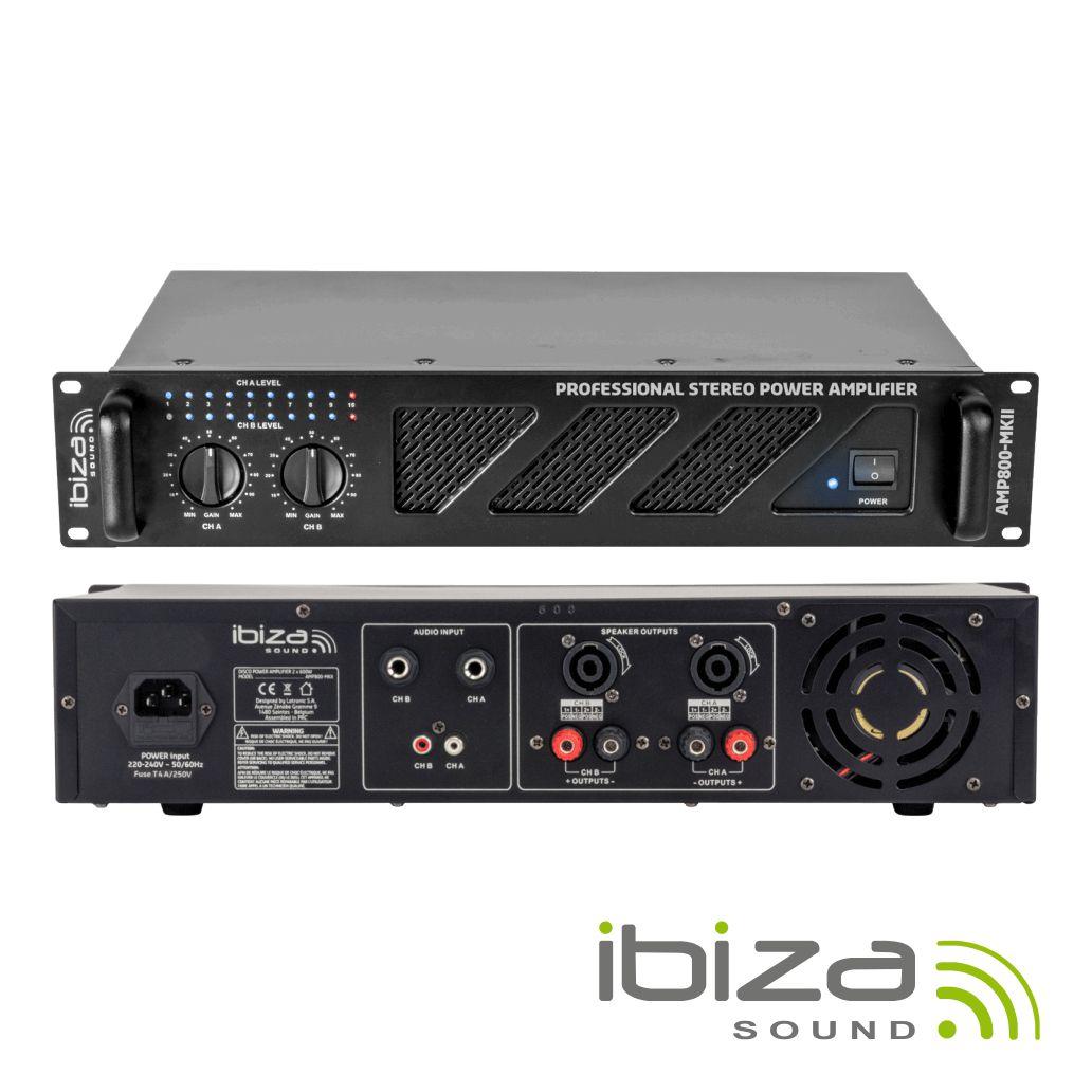 Amplificador Áudio 19" 2x600W IBIZA (imagem para) Amplificador Áudio 19" 2x600W IBIZA
