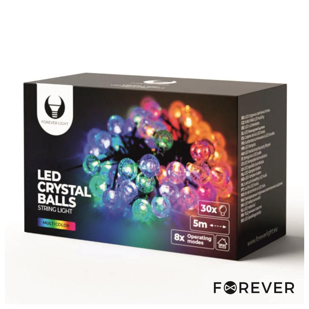 Luzes de Natal 30 LED Multicor Bolas Cristal 5m (imagem para) Luzes de Natal 30 LED Multicor Bolas Cristal 5m