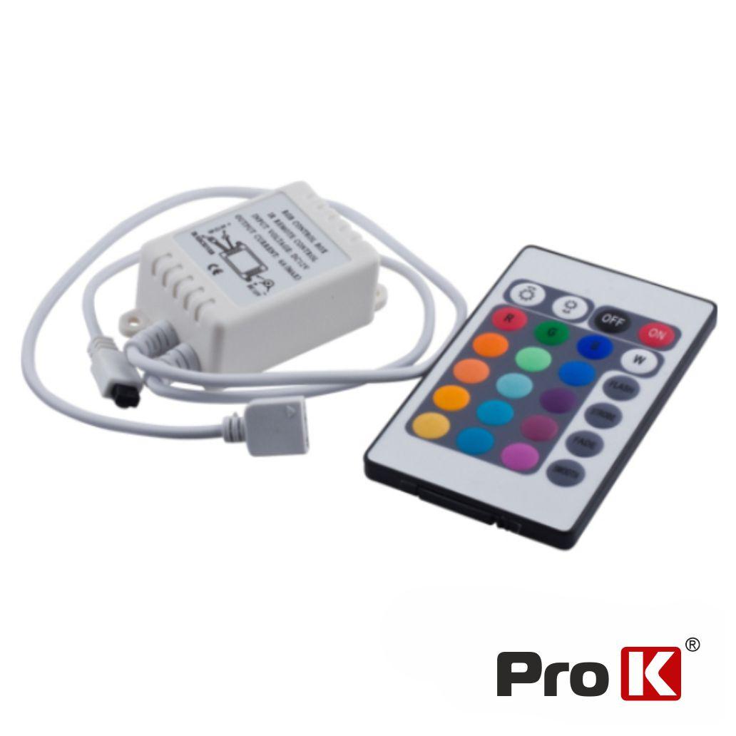 Controlador P/ Fita LEDS RGB 12V C/Comando PROK (imagem para) Controlador P/ Fita LEDS RGB 12V C/Comando PROK
