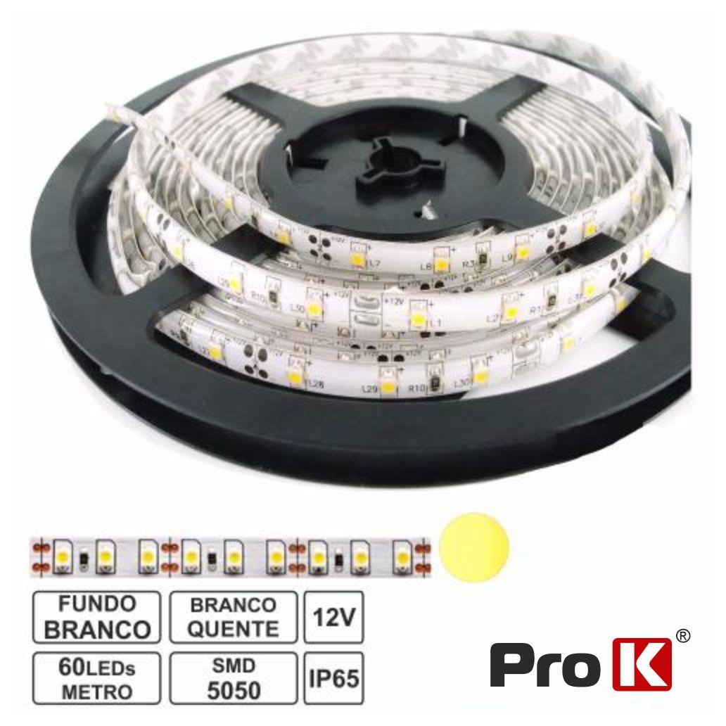 Fita 300 LEDS 5050 Impermeável Branco Quente 12V 5m PROK (imagem para) Fita 300 LEDS 5050 Impermeável Branco Quente 12V 5m PROK