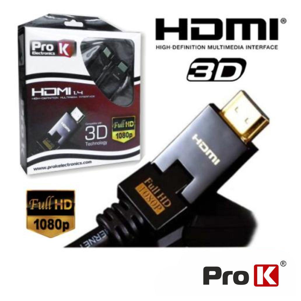 Cabo Pro HDMI 1.4 Digital Nylon Filtro 5m PROK (imagem para) Cabo Pro HDMI 1.4 Digital Nylon Filtro 5m PROK