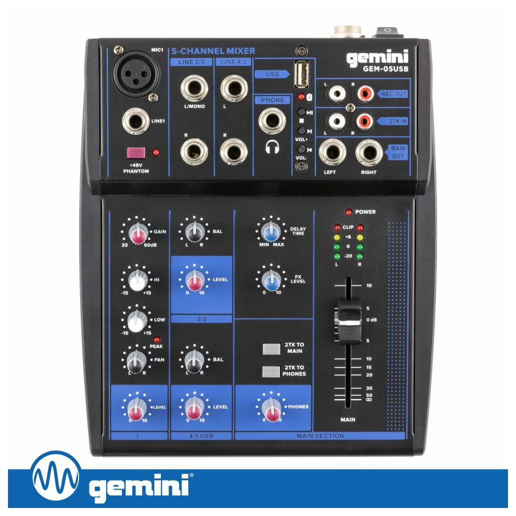 Mesa De Mistura 5 Canais USB/BT/Phantom GEMINI (imagem para) Mesa De Mistura 5 Canais USB/BT/Phantom GEMINI