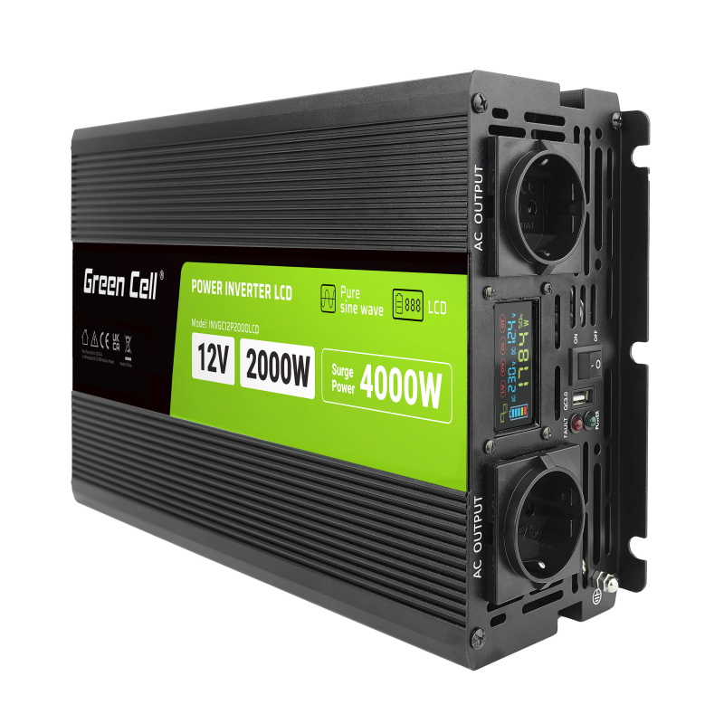 Conversor 12V DC para 230V AC 2000W - Onda Pura (imagem para) Conversor 12V DC para 230V AC 2000W - Onda Pura