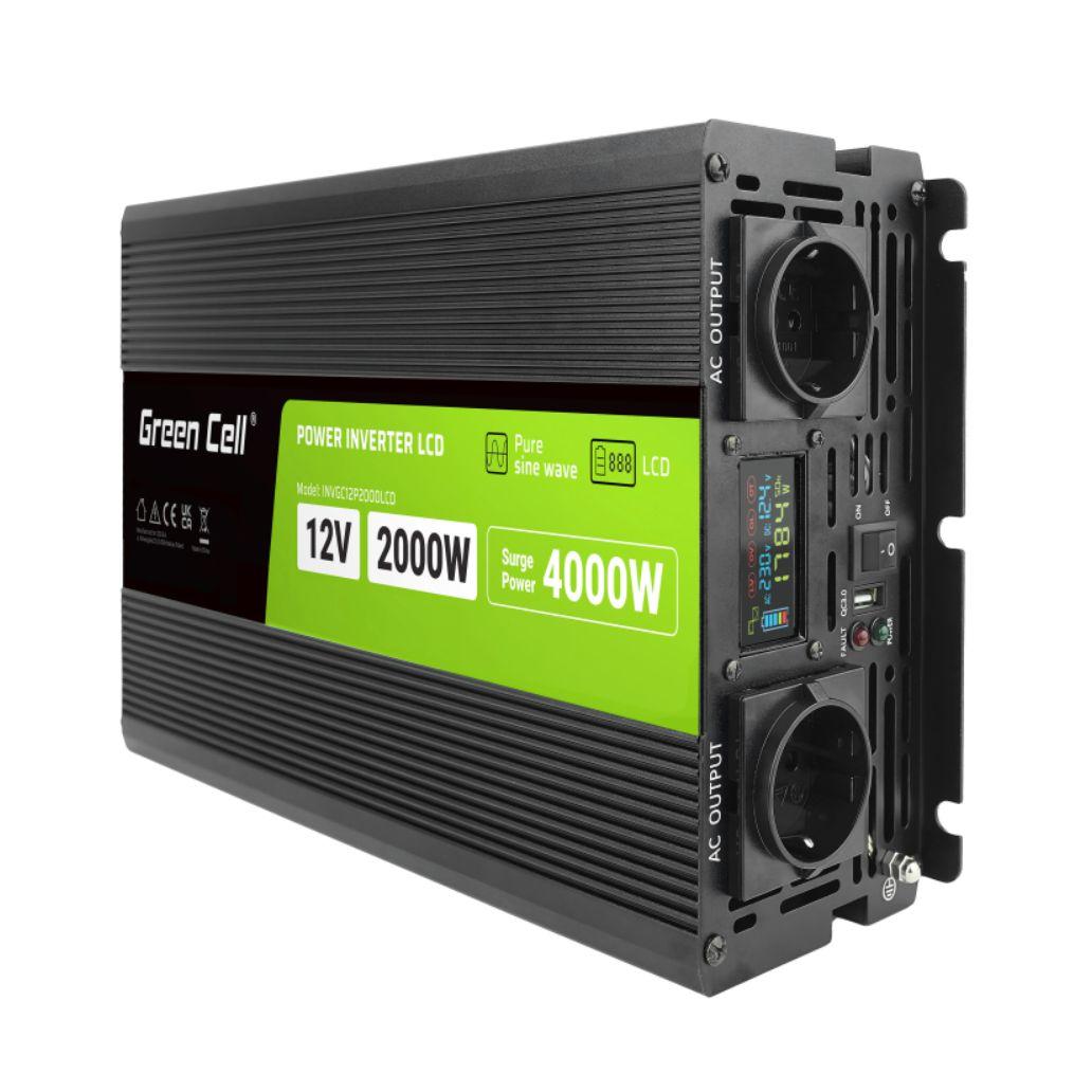 Conversor 12V-230V 2000W Onda Pura C/ LCD GREEN CELL (imagem para) Conversor 12V-230V 2000W Onda Pura C/ LCD GREEN CELL