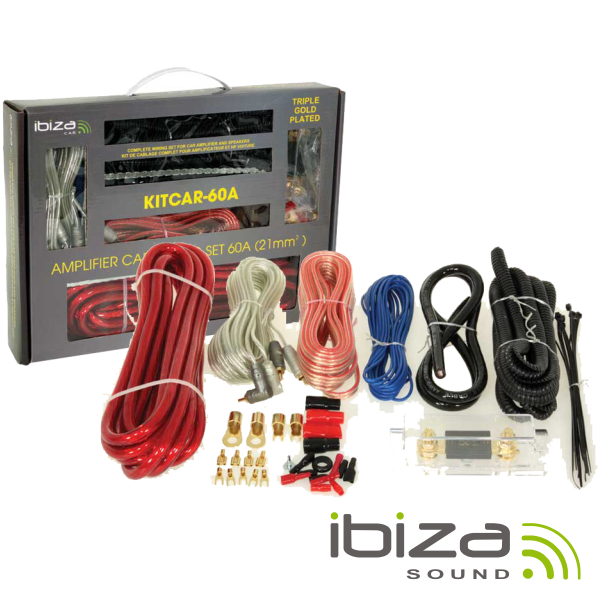KIT DE CABOS COMPLETO P/ AMPLIFICADOR/COLUNAS 60A IBIZA (imagem para) KIT DE CABOS COMPLETO P/ AMPLIFICADOR/COLUNAS 60A IBIZA