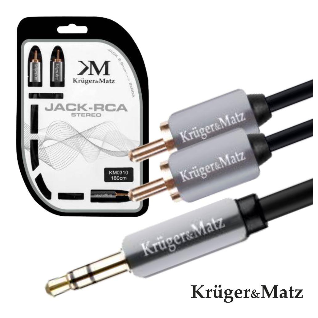 Cabo Jack 3.5mm Macho St / 2-Rca Macho 1.8m Kruger Matz (imagem para) Cabo Jack 3.5mm Macho St / 2-Rca Macho 1.8m Kruger Matz