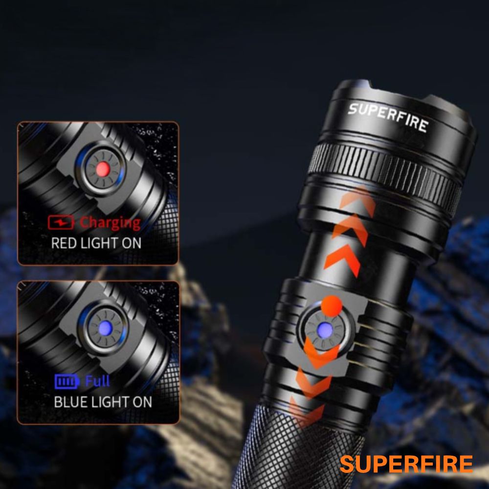LANTERNA 15W 890LM IP43 ZOOM SUPERFIRE (imagem para) LANTERNA 15W 890LM IP43 ZOOM SUPERFIRE