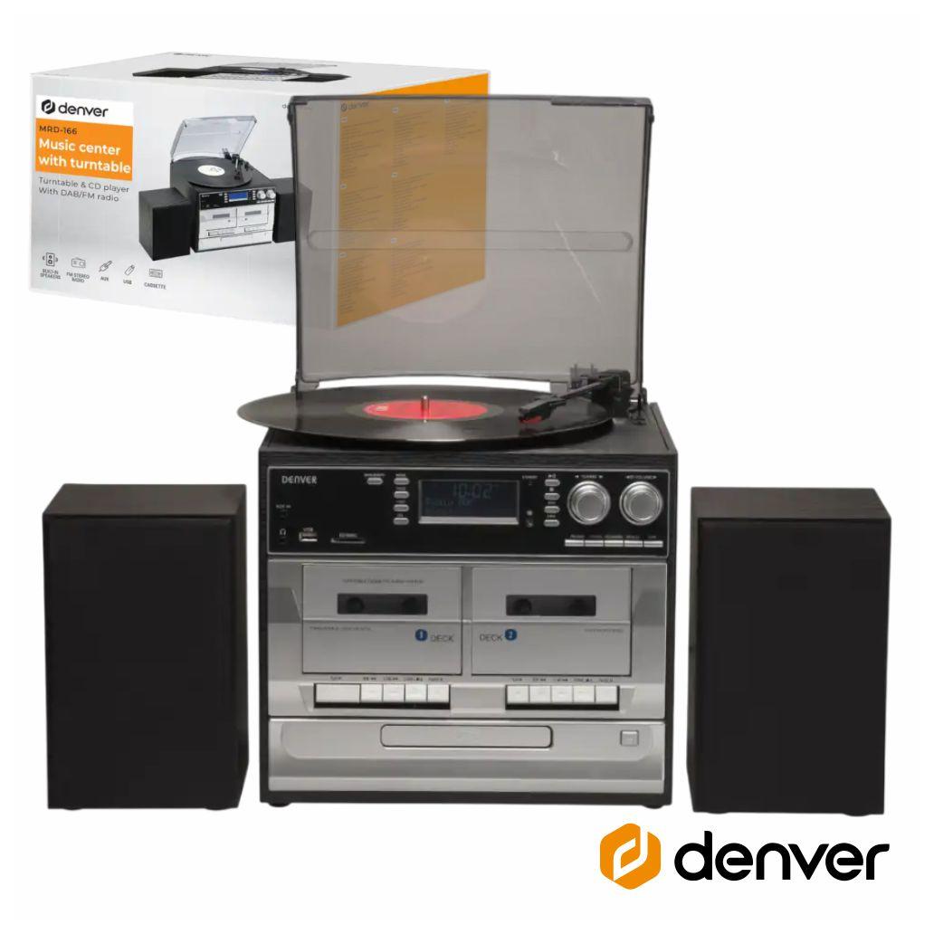 Gira-Discos 33/45/78RPM AM/FM/Cd/Cassete/SD 2x2W DENVER (imagem para) Gira-Discos 33/45/78RPM AM/FM/Cd/Cassete/SD 2x2W DENVER