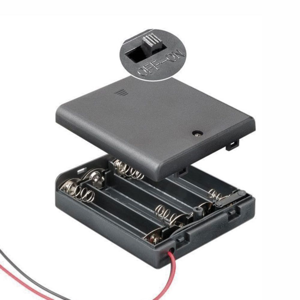 SUPORTE P/ 4 PILHAS AAA C/ TAMPA E INTERRUPTOR (imagem para) SUPORTE P/ 4 PILHAS AAA C/ TAMPA E INTERRUPTOR