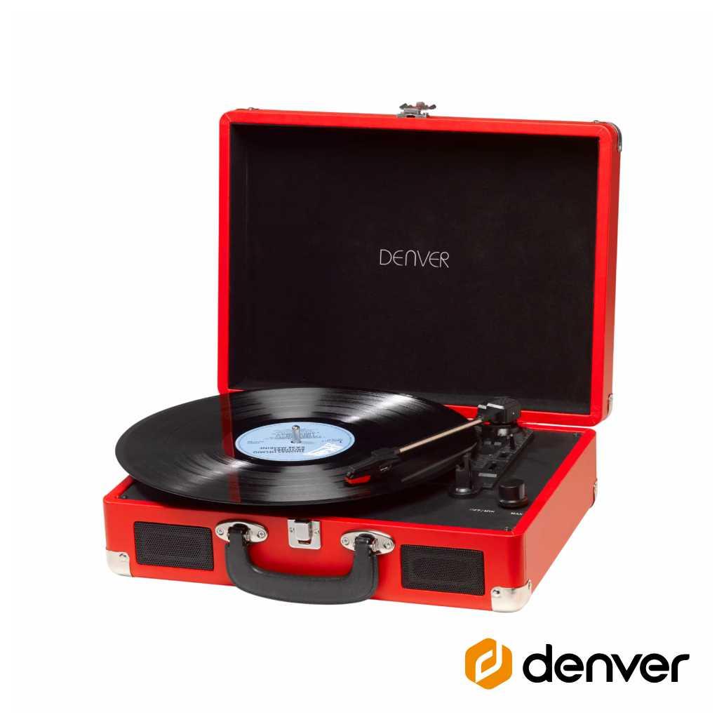 Gira-Discos 33/45/78RPM Vintage 2x10W Vermelho DENVER (imagem para) Gira-Discos 33/45/78RPM Vintage 2x10W Vermelho DENVER