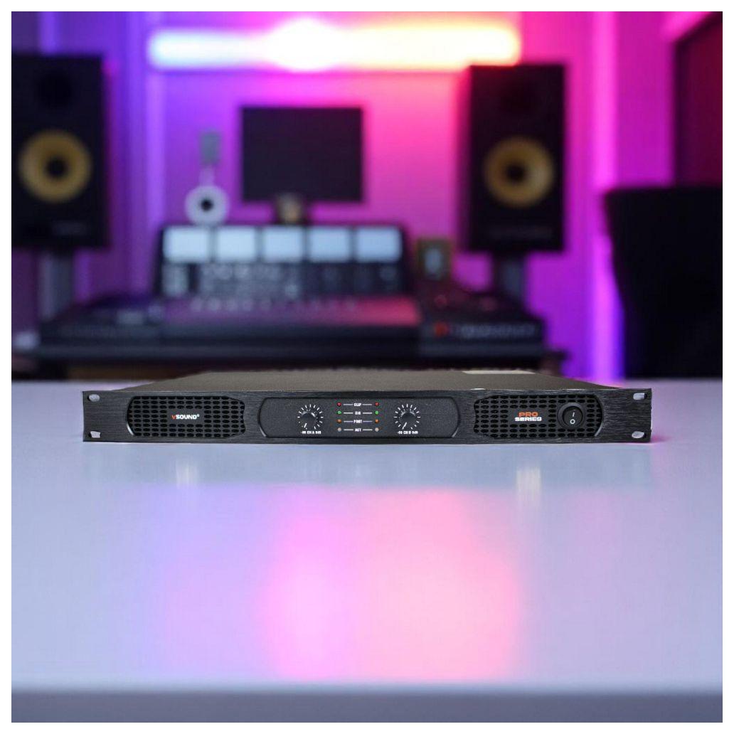 Amplificador Áudio 19" 2x1000W 2 Canais Pro Series VSOUND (imagem para) Amplificador Áudio 19" 2x1000W 2 Canais Pro Series VSOUND