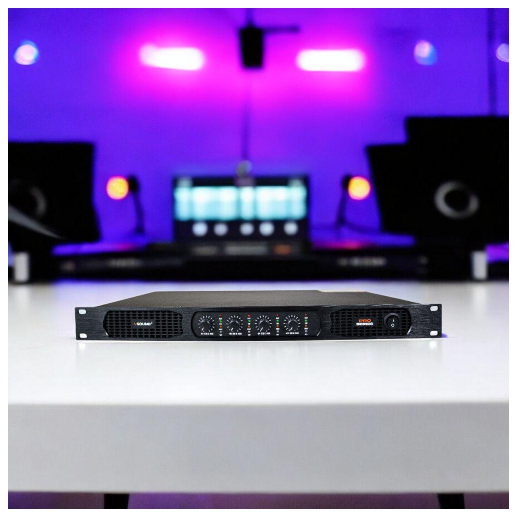 Amplificador Áudio 19" 4x1000W 4 Canais Pro Series VSOUND (imagem para) Amplificador Áudio 19" 4x1000W 4 Canais Pro Series VSOUND