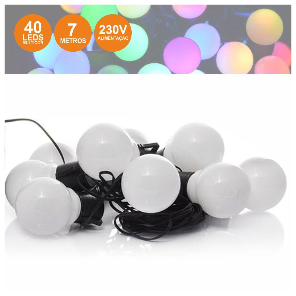 Luzes de Natal 40 LED Bolas Multicor IP44 4m (imagem para) Luzes de Natal 40 LED Bolas Multicor IP44 4m