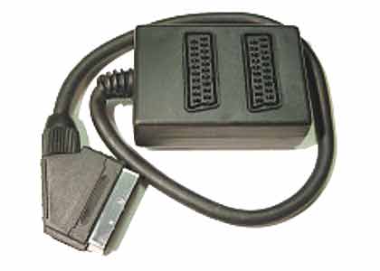 Adaptador Scart Macho para 2 Scart Femeas (imagem para) Adaptador Scart Macho para 2 Scart Femeas