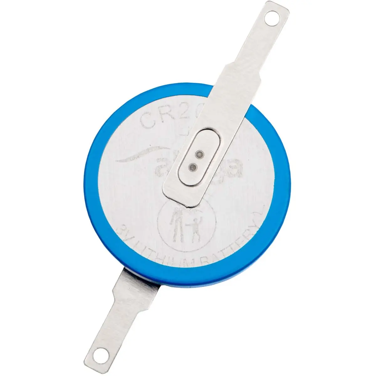 Pilha de lítio CR2032 3.0V 210mAh c/ patilhas - horizontal (imagem para) Pilha de lítio CR2032 3.0V 210mAh c/ patilhas - horizontal