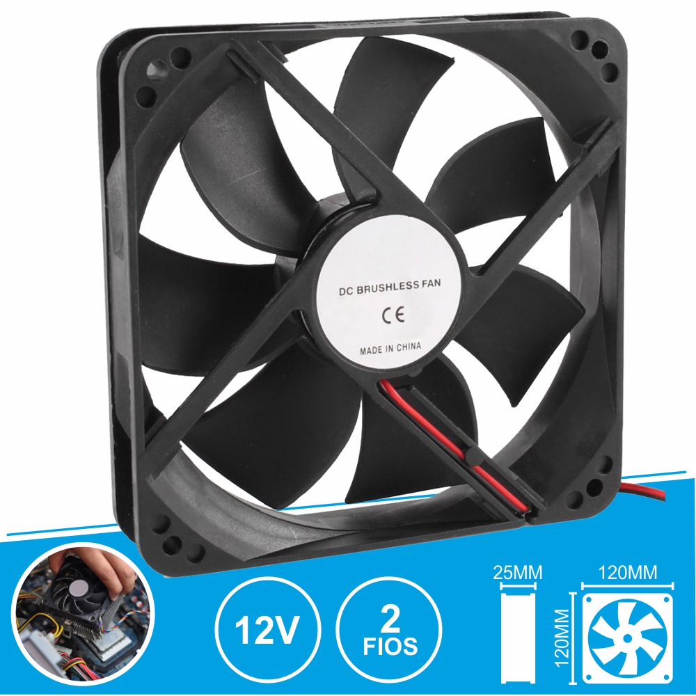 Ventoinha 12V 120x120x25mm 2 Fios (imagem para) Ventoinha 12V 120x120x25mm 2 Fios