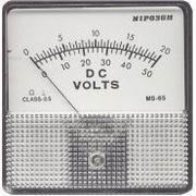 Voltímetro Analógico DC - 0-20 e 0-50V - 80x80 (imagem para) Voltímetro Analógico DC - 0-20 e 0-50V - 80x80