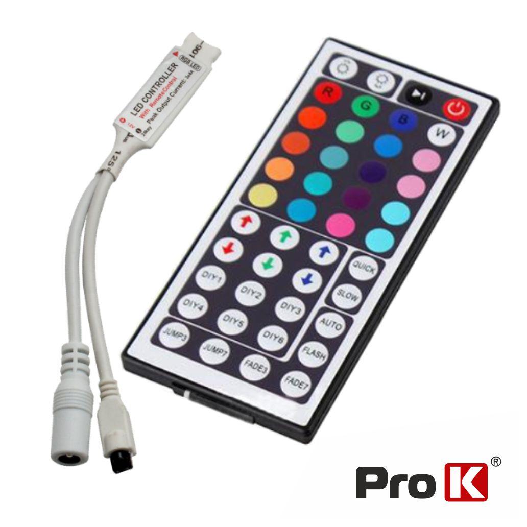 Controlador P/ Fita LEDS RGB 12V C/Comando PROK (imagem para) Controlador P/ Fita LEDS RGB 12V C/Comando PROK
