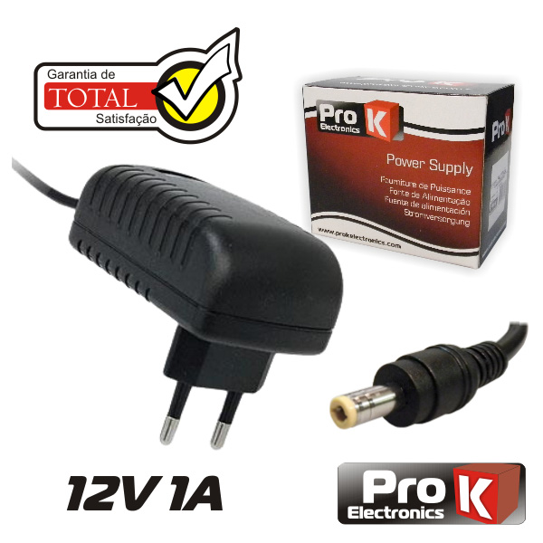 Alimentador 12V 1A - Switching - Ficha 5.5x2.1mm (imagem para) Alimentador 12V 1A - Switching - Ficha 5.5x2.1mm