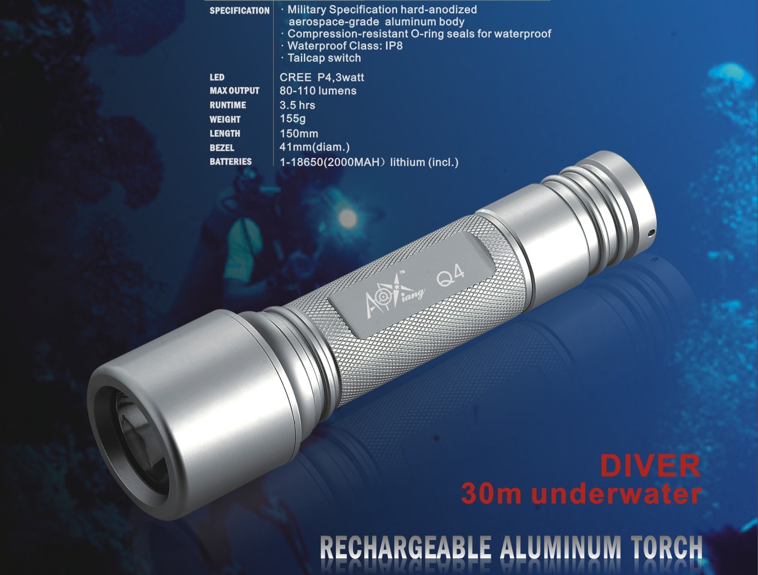 Lanterna - 110 LUX LED CREE - 3W - � Prova �gua 30M