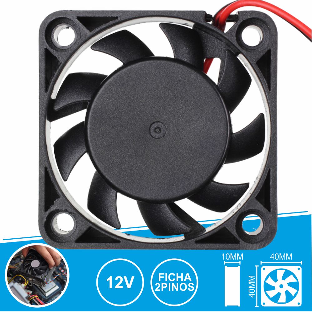 Ventoinha 12V 40x40x10mm Ficha 2 Pinos (imagem para) Ventoinha 12V 40x40x10mm Ficha 2 Pinos