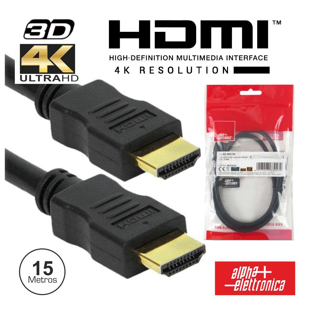 Cabo HDMI Dourado Macho / Macho 1.4 Preto 15m (imagem para) Cabo HDMI Dourado Macho / Macho 1.4 Preto 15m