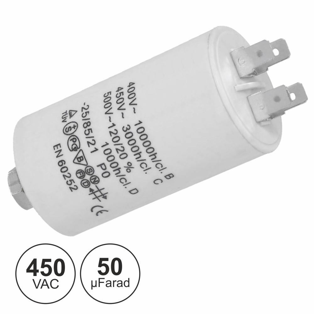 CONDENSADOR ARRANQUE 50UF 450V + TERRA (imagem para) CONDENSADOR ARRANQUE 50UF 450V + TERRA