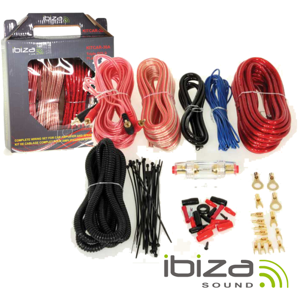 KIT DE CABOS COMPLETO P/ AMPLIFICADOR/COLUNAS 30A IBIZA (imagem para) KIT DE CABOS COMPLETO P/ AMPLIFICADOR/COLUNAS 30A IBIZA