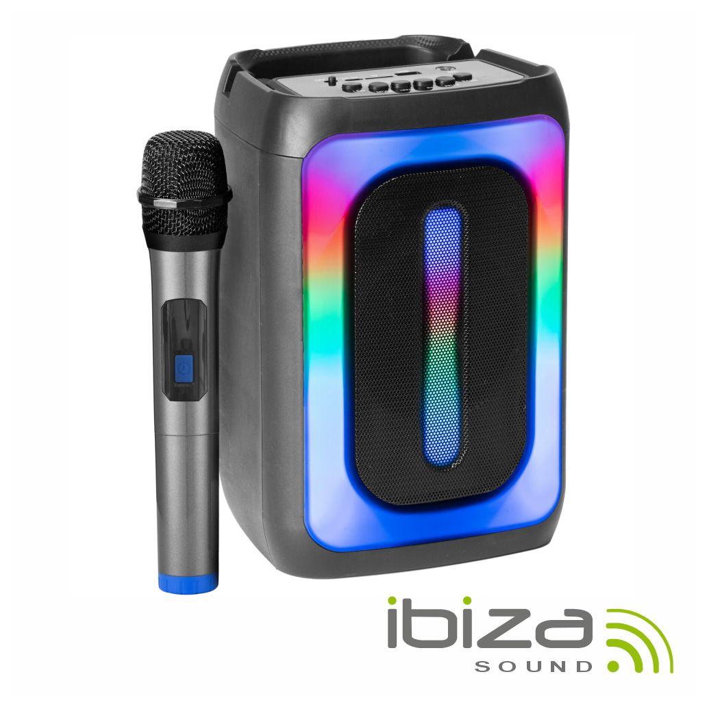 Coluna Amplificada 4" 100W USB/BT/SD RGB TWS IBIZA (imagem para) Coluna Amplificada 4" 100W USB/BT/SD RGB TWS IBIZA