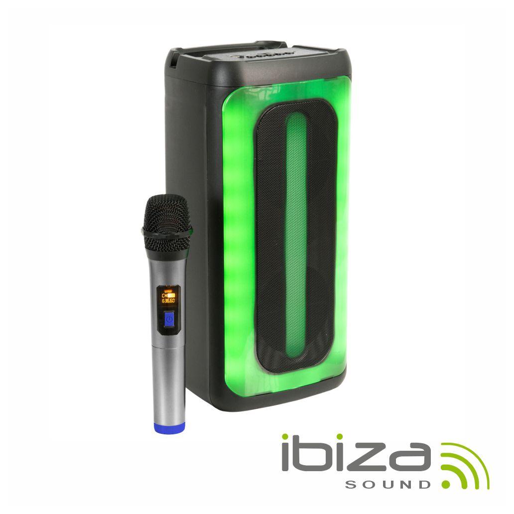 Coluna Amplificada 2x4" 200W USB/BT/SD RGB TWS IBIZA (imagem para) Coluna Amplificada 2x4" 200W USB/BT/SD RGB TWS IBIZA